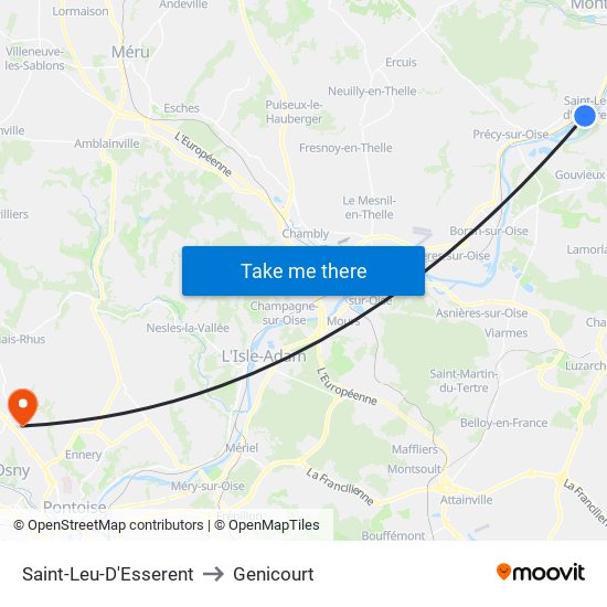 Saint-Leu-D'Esserent to Genicourt map