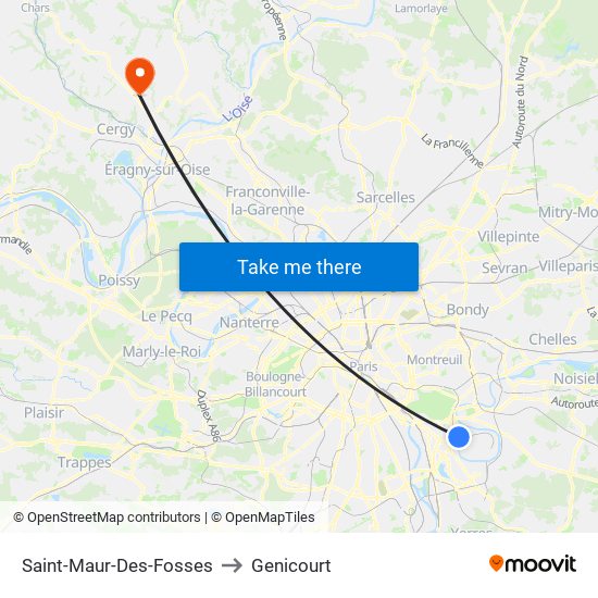 Saint-Maur-Des-Fosses to Genicourt map