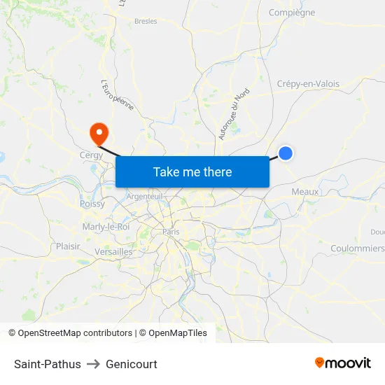 Saint-Pathus to Genicourt map