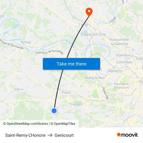 Saint-Remy-L'Honore to Genicourt map