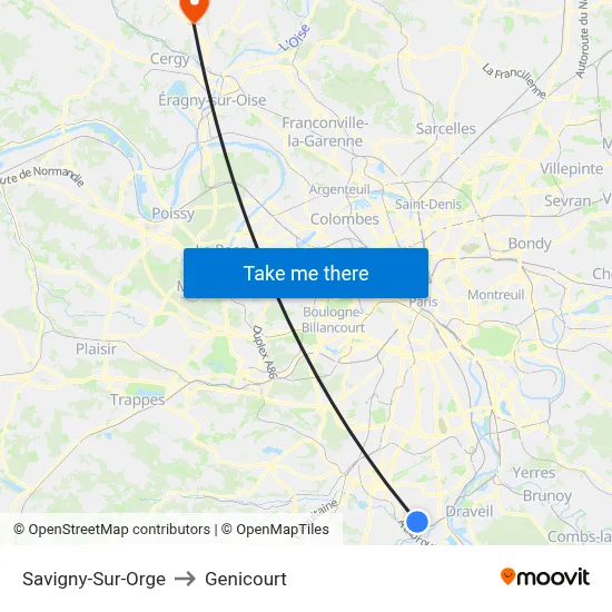 Savigny-Sur-Orge to Genicourt map