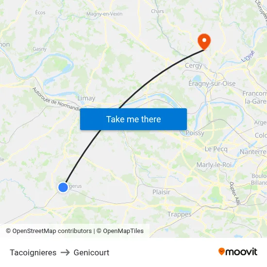 Tacoignieres to Genicourt map