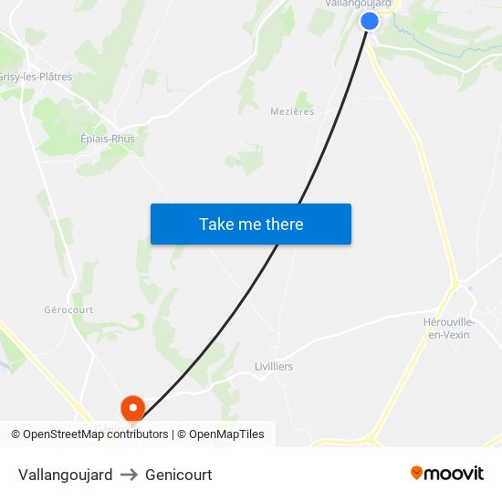 Vallangoujard to Genicourt map