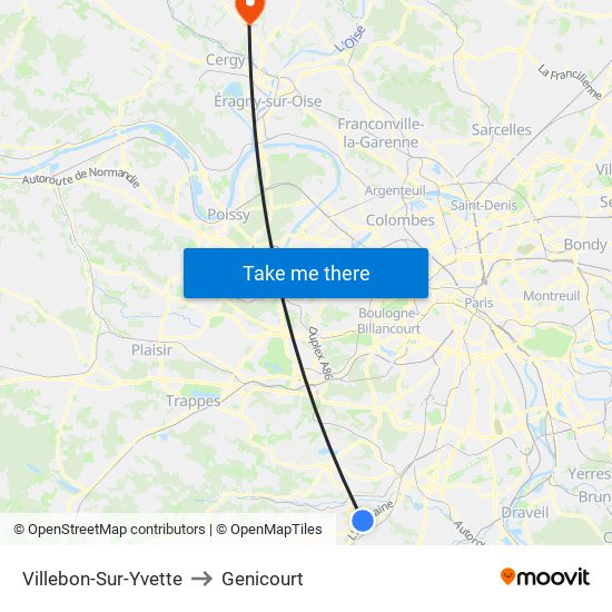 Villebon-Sur-Yvette to Genicourt map