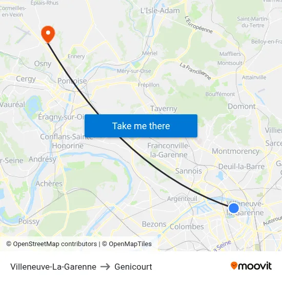 Villeneuve-La-Garenne to Genicourt map
