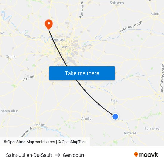 Saint-Julien-Du-Sault to Genicourt map