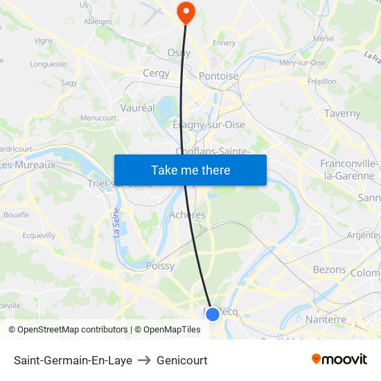 Saint-Germain-En-Laye to Genicourt map