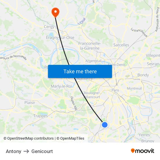 Antony to Genicourt map