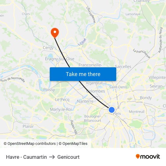 Havre - Caumartin to Genicourt map