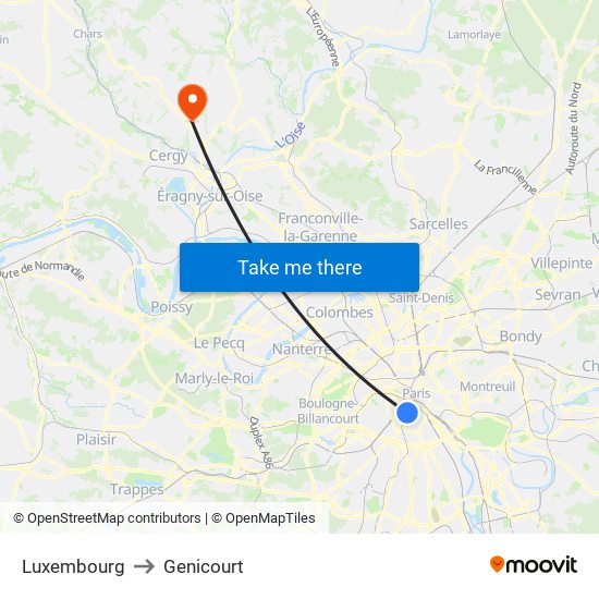 Luxembourg to Genicourt map