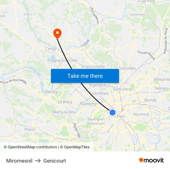 Miromesnil to Genicourt map