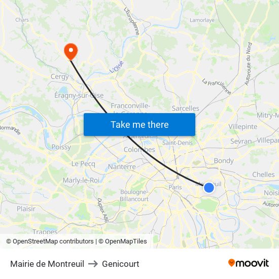 Mairie de Montreuil to Genicourt map