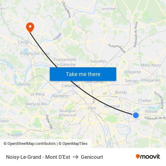 Noisy-Le-Grand - Mont D'Est to Genicourt map