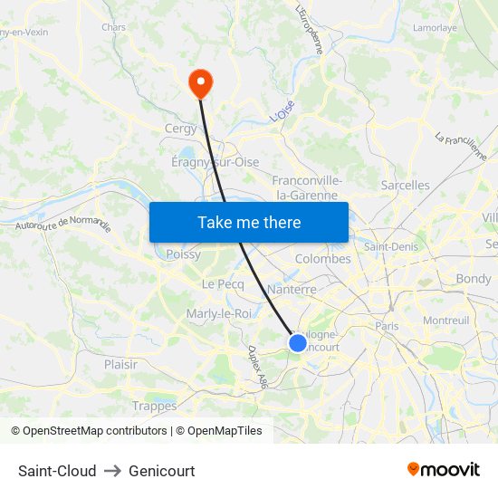 Saint-Cloud to Genicourt map