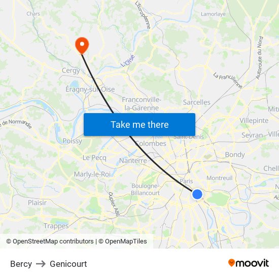 Bercy to Genicourt map