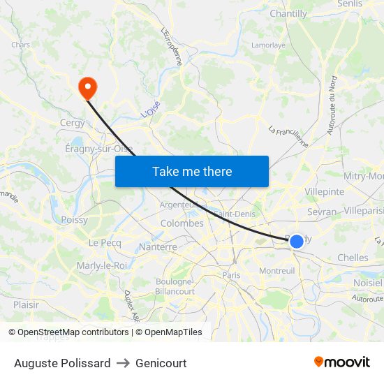 Auguste Polissard to Genicourt map