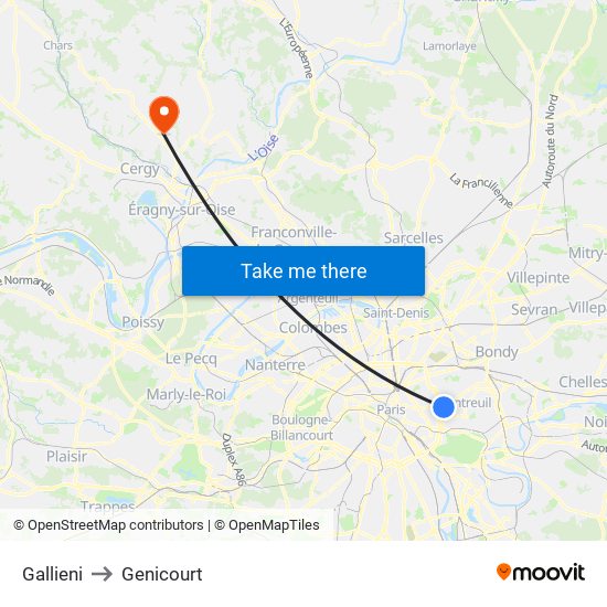 Gallieni to Genicourt map