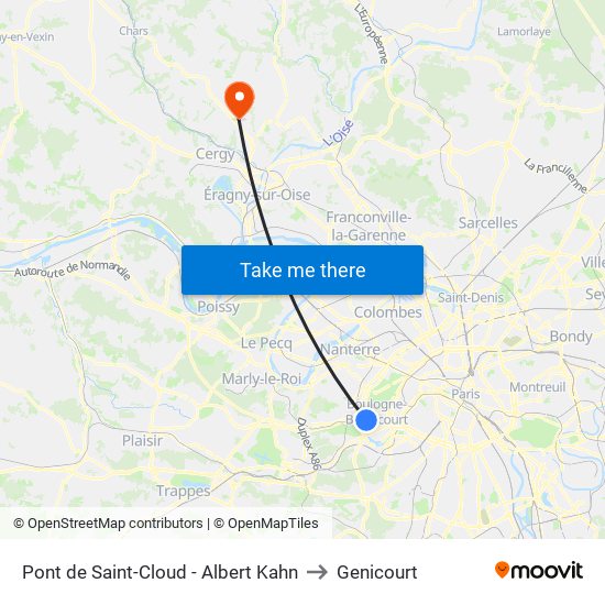 Pont de Saint-Cloud - Albert Kahn to Genicourt map