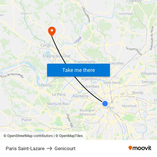 Paris Saint-Lazare to Genicourt map