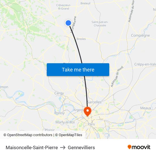 Maisoncelle-Saint-Pierre to Gennevilliers map