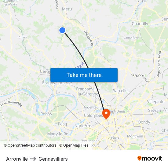 Arronville to Gennevilliers map