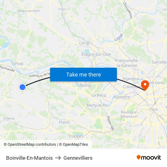 Boinville-En-Mantois to Gennevilliers map