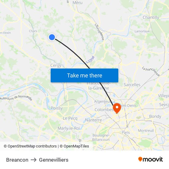 Breancon to Gennevilliers map