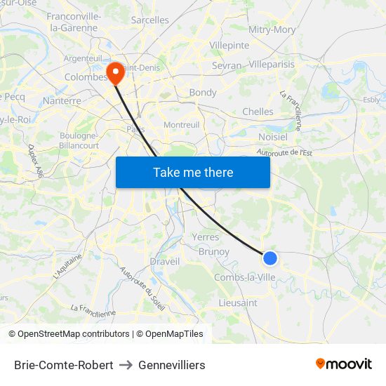 Brie-Comte-Robert to Gennevilliers map