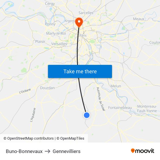 Buno-Bonnevaux to Gennevilliers map