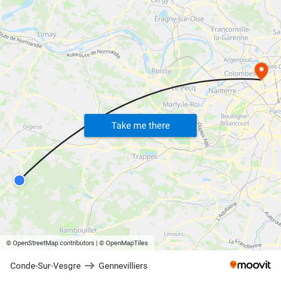 Conde-Sur-Vesgre to Gennevilliers map