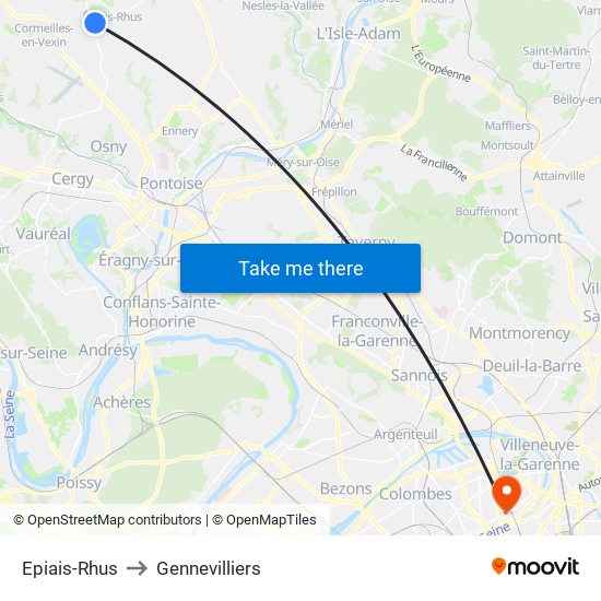 Epiais-Rhus to Gennevilliers map