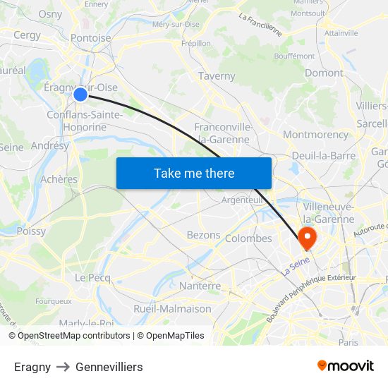Eragny to Gennevilliers map