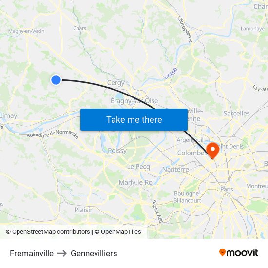 Fremainville to Gennevilliers map