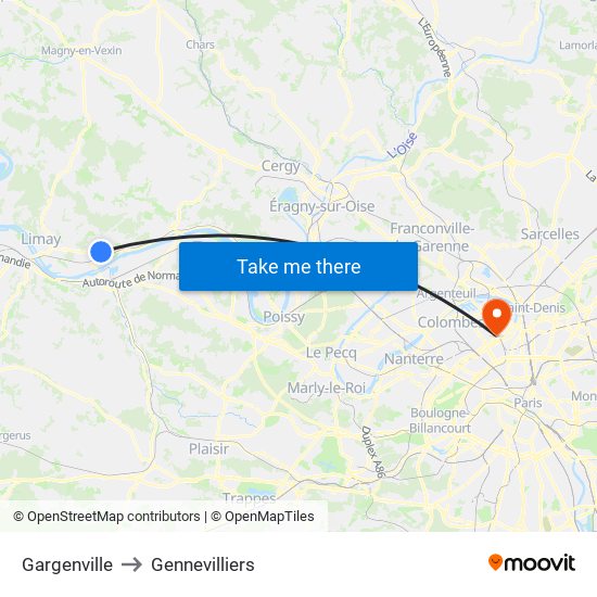 Gargenville to Gennevilliers map