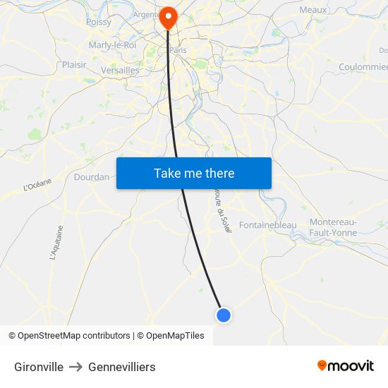 Gironville to Gennevilliers map