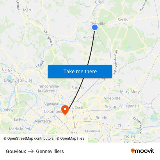 Gouvieux to Gennevilliers map