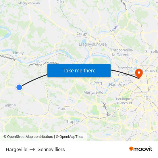 Hargeville to Gennevilliers map