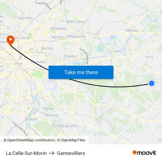 La Celle-Sur-Morin to Gennevilliers map