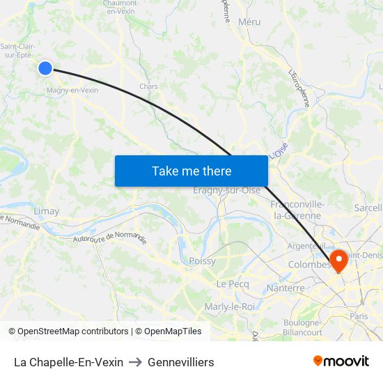 La Chapelle-En-Vexin to Gennevilliers map