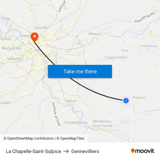 La Chapelle-Saint-Sulpice to Gennevilliers map