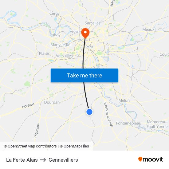 La Ferte-Alais to Gennevilliers map