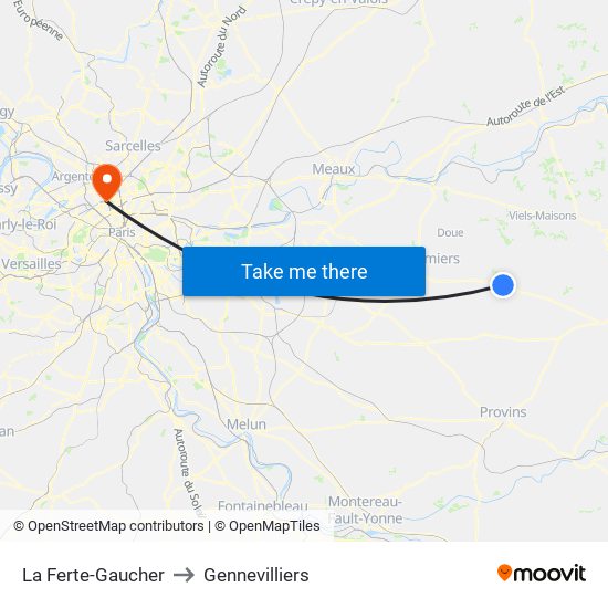 La Ferte-Gaucher to Gennevilliers map