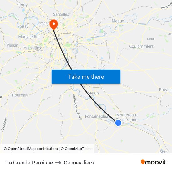La Grande-Paroisse to Gennevilliers map
