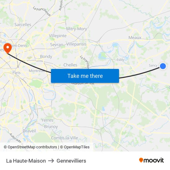 La Haute-Maison to Gennevilliers map