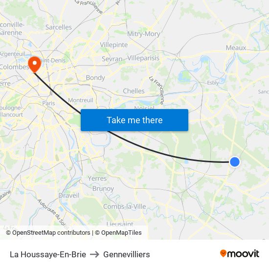 La Houssaye-En-Brie to Gennevilliers map