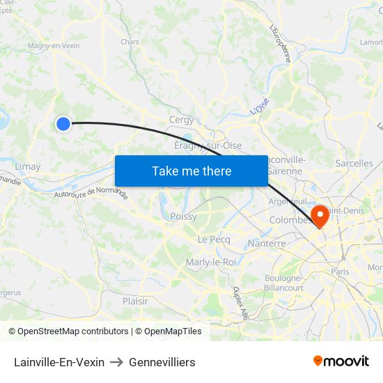 Lainville-En-Vexin to Gennevilliers map