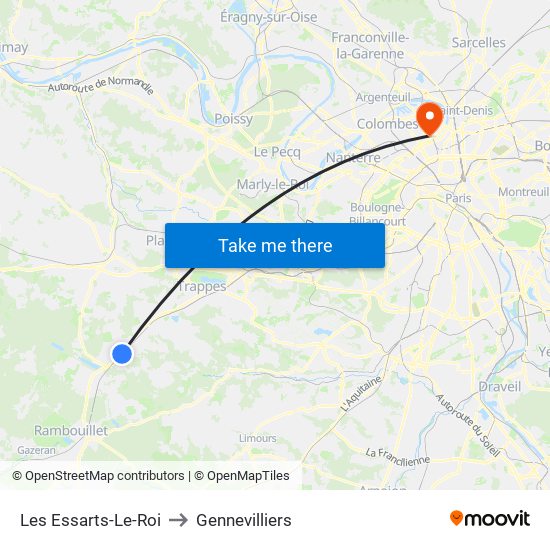 Les Essarts-Le-Roi to Gennevilliers map