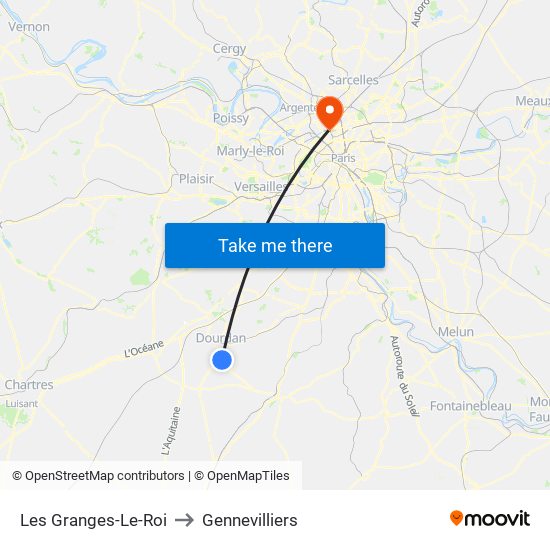Les Granges-Le-Roi to Gennevilliers map