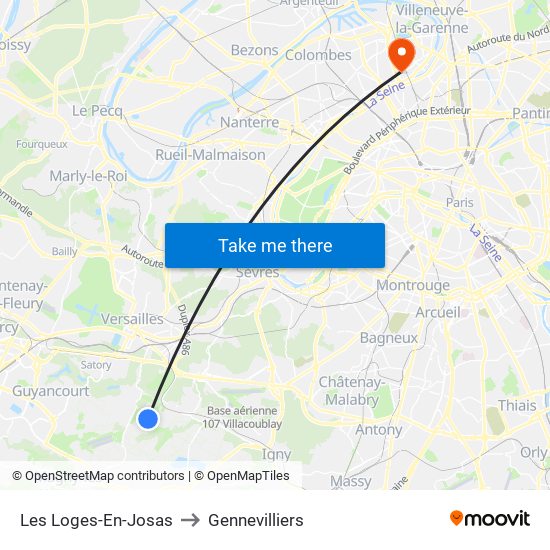 Les Loges-En-Josas to Gennevilliers map