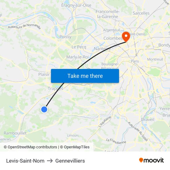 Levis-Saint-Nom to Gennevilliers map